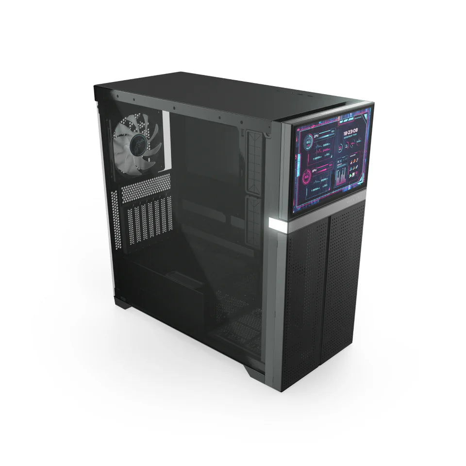Valkyrie VK-02 Mid Tower ATX PC Case with LCD Screen Black